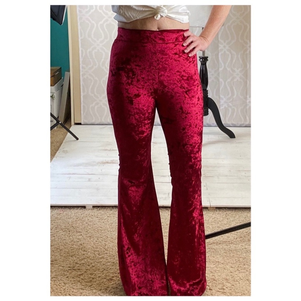 *LAST ONE* Jimi Hendrix Red Velvet Flare Pants - Picture 6 of 8